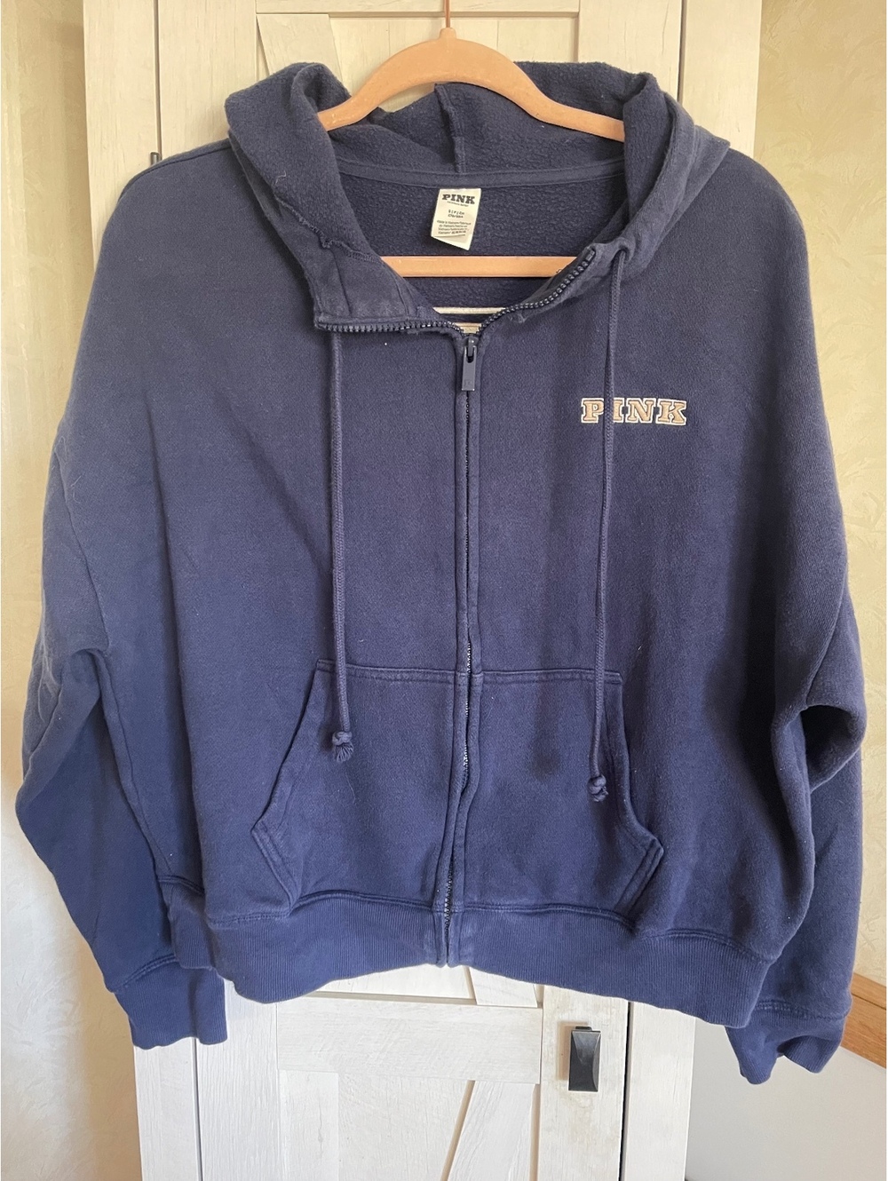 Victoria’s Secret PINK Navy Varsity P Back Full Zip Hoodie Women’s Small